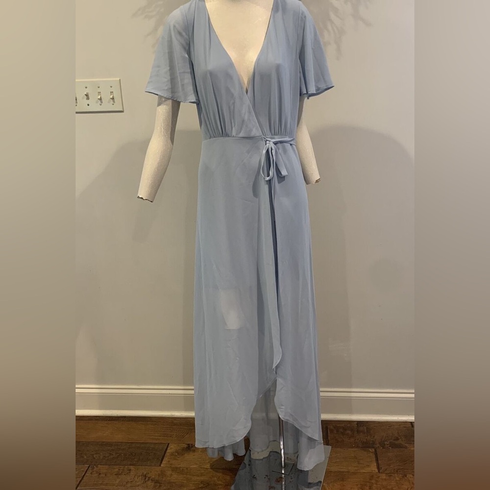 Show Me Your MuMu Blue Flutter Sleeve Maxi Dress